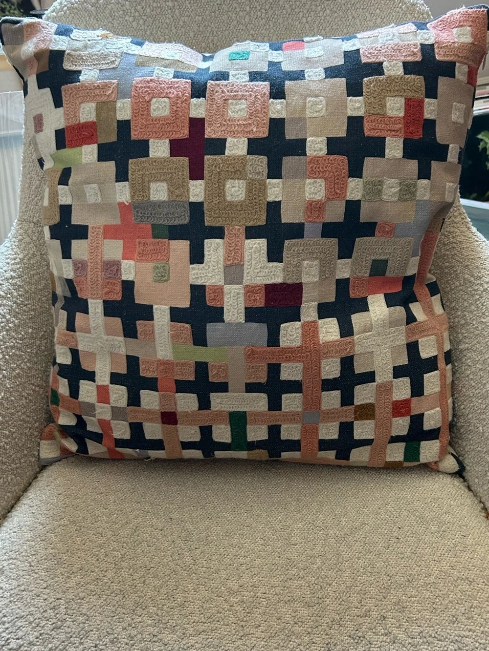 Crewel Patchwork Pillow Cover + fill West Elm